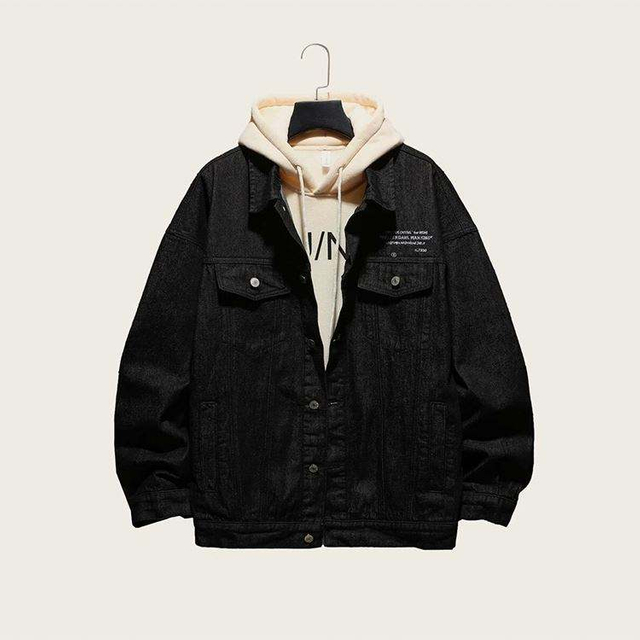 &Aacute;o kho&aacute;c nam phong c&aacute;ch thời trang mới chất lượng cao cổ &aacute;o cơ bản đ&oacute;ng chai denim m&agrave;u đen mẫu th&ecirc;u &aacute;o kho&aacute;c