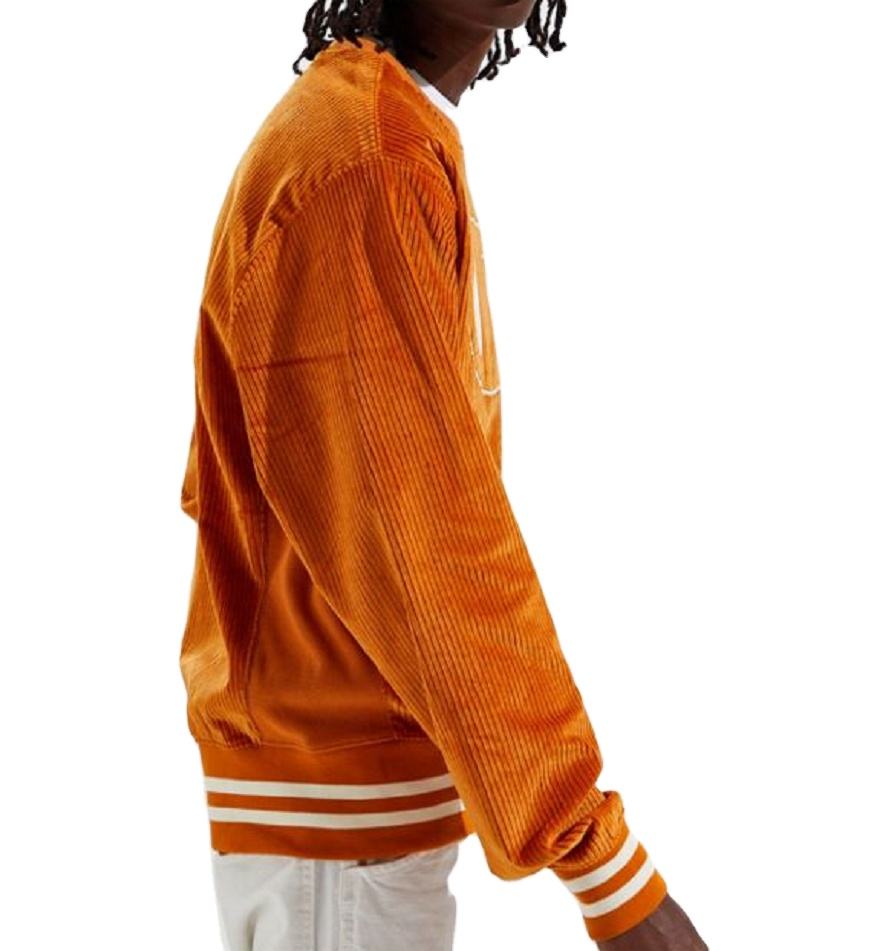 အစင်းကြောင်း Ribbing Pullover Hoodie ပါသော စိတ်ကြိုက်အမျိုးသား Corduroy Crew Neck Sweatshirt