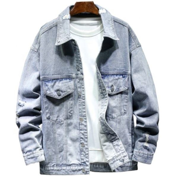 OEM-producent Custom Fashion Denim Plus Size Herrefrakkers Casual Lapel Clothing Jacket