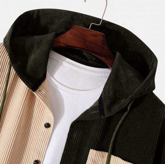 Oem v&yacute;robce přizpůsoben&yacute; barevn&yacute; blok Manšestrov&aacute; kapuce Casual Plus Sizes P&aacute;nsk&aacute; bunda