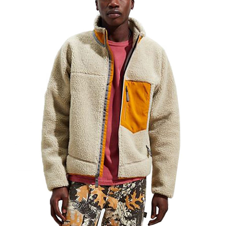 OEM Berkualiti Tinggi Zip Musim Sejuk Logo Tersuai Oversized Men Fleece Sherpa Jacket