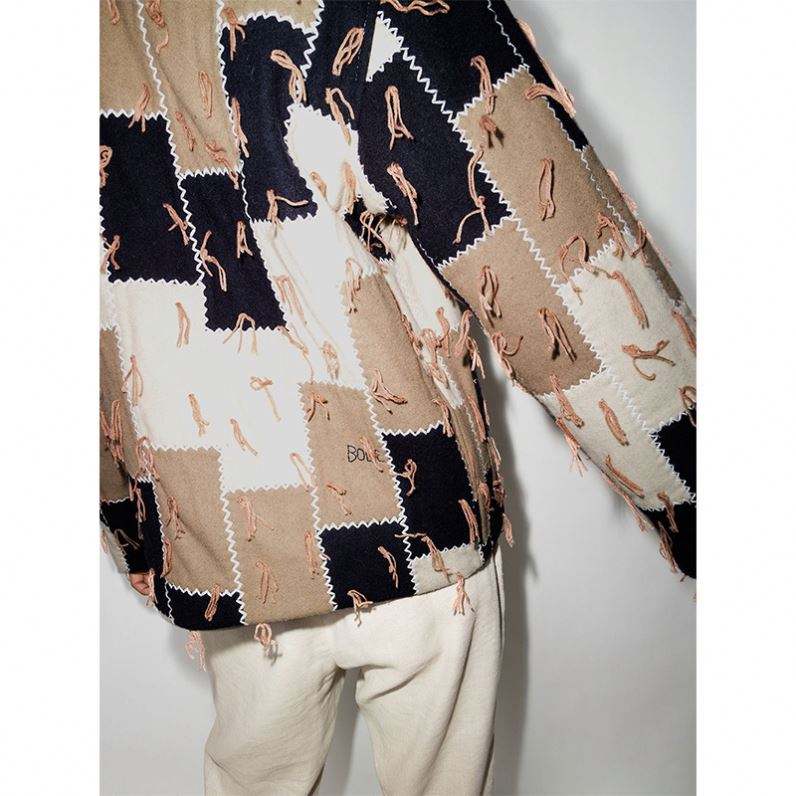 Giacca con frange patchwork monopetto a maniche lunghe di alta qualit&agrave; personalizzata da uomo produttore OEM