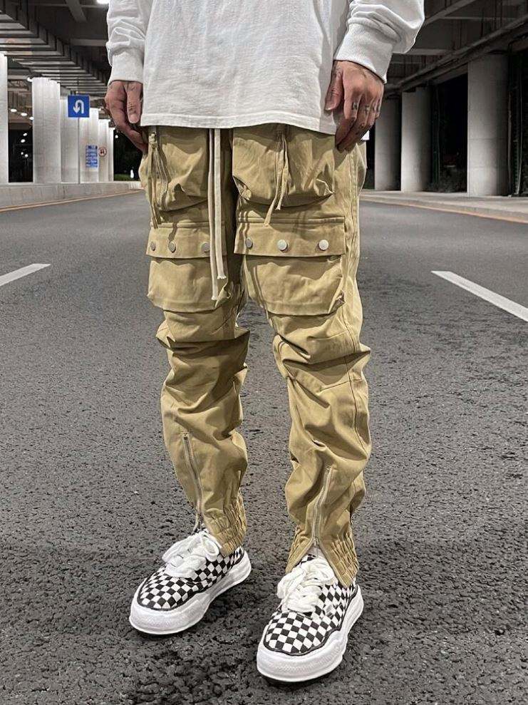 Produttore OEM 2022 Prodotti Pantaloni da jogging con giacca a vento dal taglio ampio Pantaloni sportivi con tasca multi-zip in nylon Pantaloni cargo