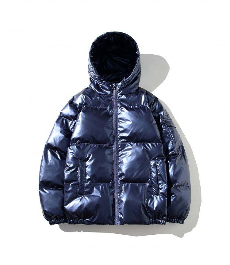 OEM-fabrikanttilpasning Winter Black Bomber Shiny Puffer M&aelig;nd Down Plus Sizes med h&aelig;ttejakke