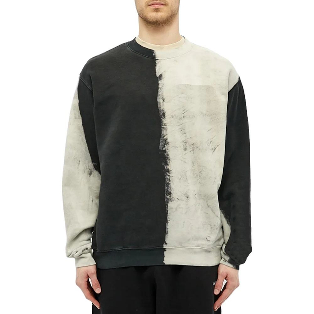 Sweat-shirts &agrave; col ras du cou 100% coton personnalis&eacute;s pour hommes, &eacute;pissure bicolore