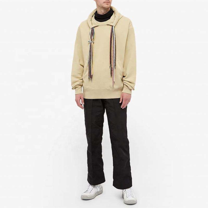 Fabricante OEM personalizado moda multicolorido design com cord&atilde;o pul&ocirc;ver com capuz manga comprida 100% algod&atilde;o com capuz para homens