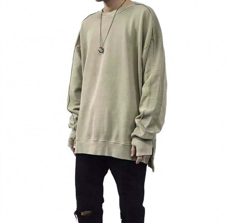 Fabricante oem logotipo personalizado de boa qualidade simples manga longa jumper liso cor s&oacute;lida algod&atilde;o oversize pul&ocirc;ver para homem 2022 novo