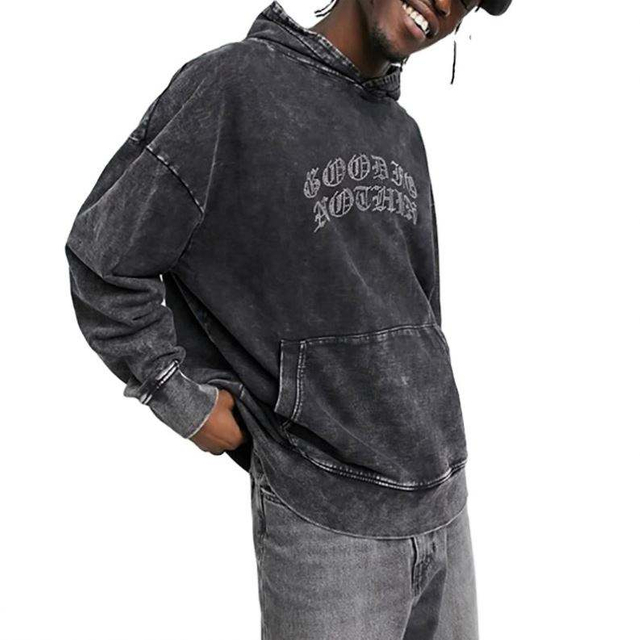 Κατασκευαστής OEM Fashion Heavyweight Distressed Faded Pullover Custom Stone Acid Washed Vintage Custom Hoodie με στρας