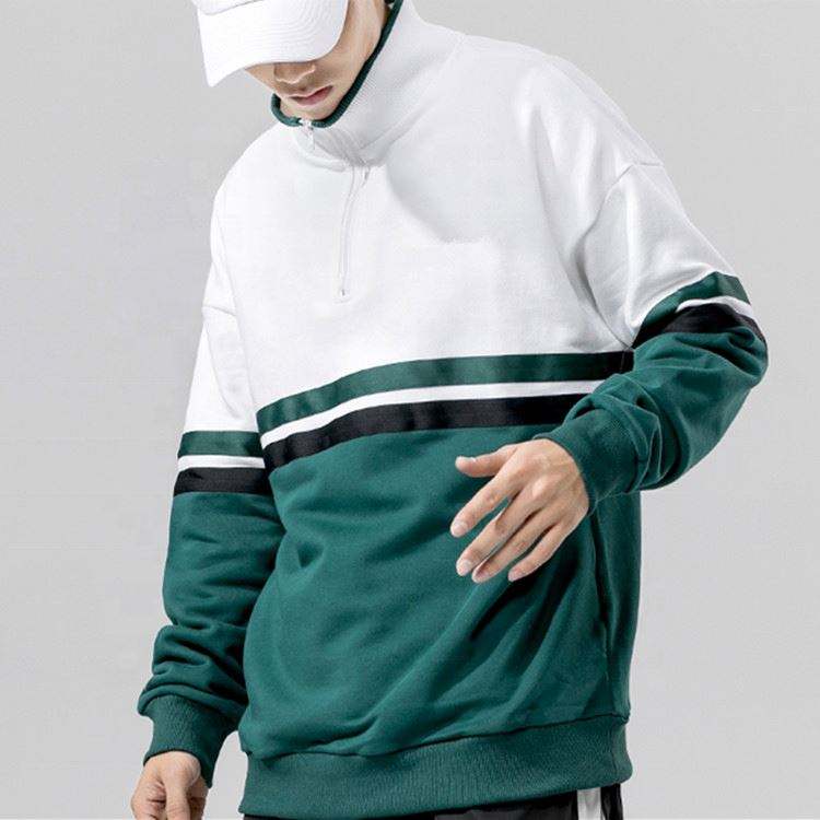 OEM Producent 2022 Standkrave bomuld Halv lynl&aring;s sweatshirts Color Block Fashion Pullover Hip Hop sweatshirts M&aelig;nd