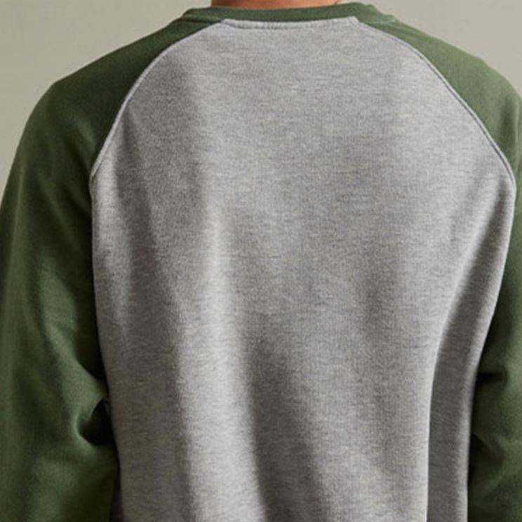 OEM 제조자 주문 남자 대원 목 색깔 구획 운동복 늑골을 붙인 팔목 라글란 소매 쪼개지는 색깔 운동복