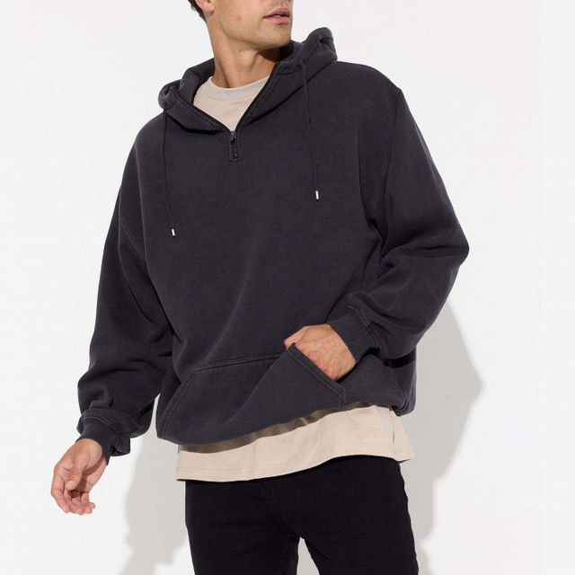 OEM-produsent Custom Heavyweight Vintage Washed Oversized hettegenser Syrevasket Zip Up hettegenser for menn