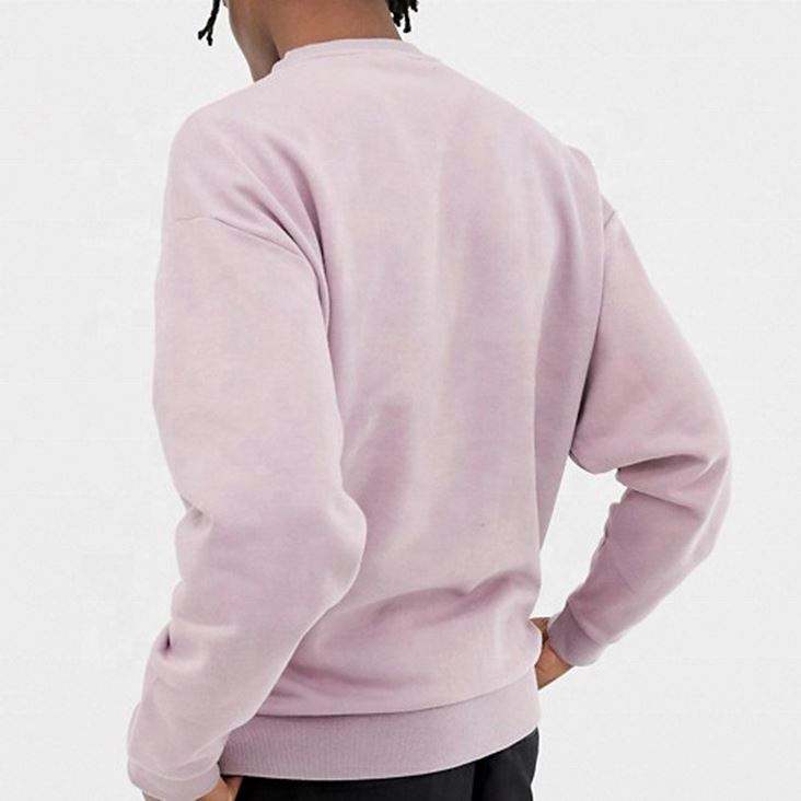 Κατασκευαστής OEM Custom New Fashion Blank Vintage Washed Solid Pink Color Drop Shoulder Crewneck Φούτερ πουλόβερ για άνδρες