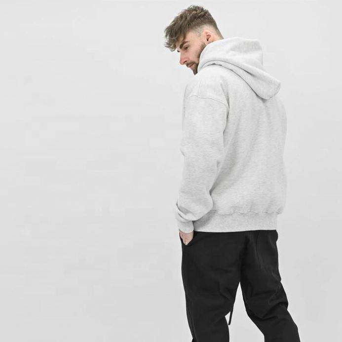 Fabricante OEM com bot&atilde;o de press&atilde;o personalizado Hoodies masculinos pesados ​​100% algod&atilde;o pul&ocirc;ver simples roupas com capuz de grandes dimens&otilde;es
