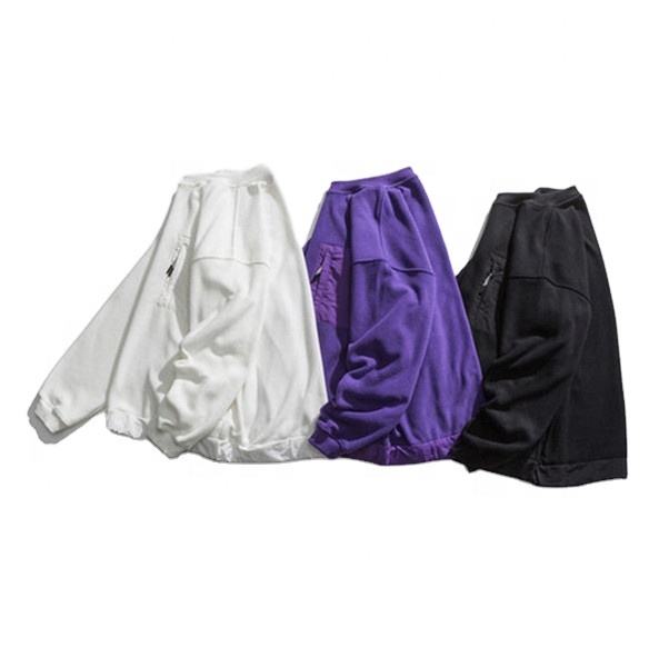 الشركة المصنعة OEM عالية الجودة هوديس رجالي فارغ كم طويل شعار مخصص مطبوعة المتضخم Crewneck البلوز بلوزات للرجال