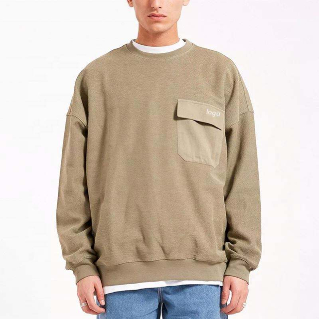 OEM v&yacute;robce Velkoobchod 100% bavlna Jednobarevn&yacute; Patchwork Kapesn&iacute; svetr Heavyweight Crewneck Mikina