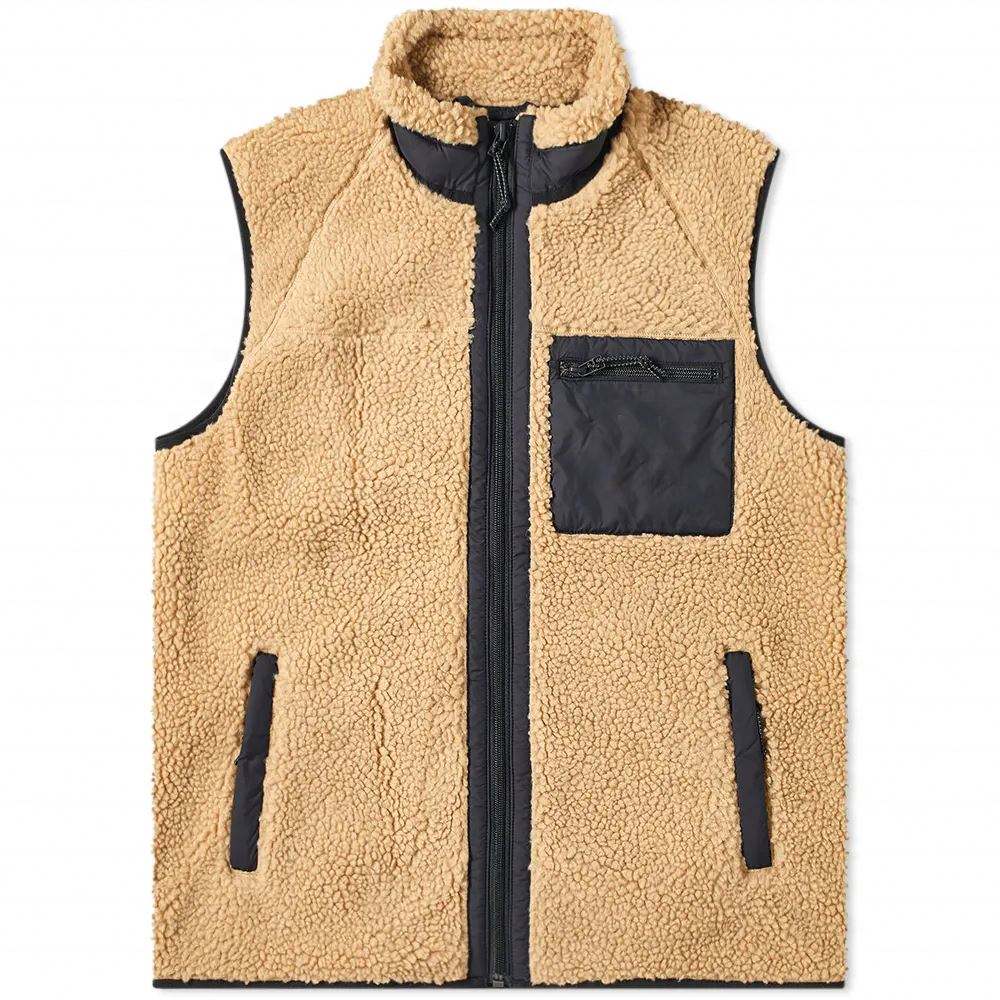 Oem Manufacturer Stand Collar Sherpa Fleece Vest Talvi Miesten Hihaton Polyesteri Taskutakki