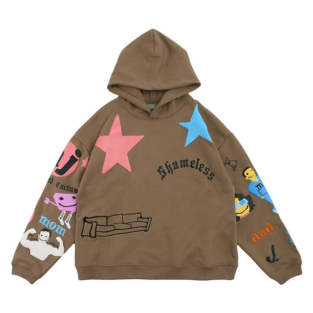Op maat gemaakte herenhoodies met graffitiprint, oversized wollen sweatshirts met capuchon