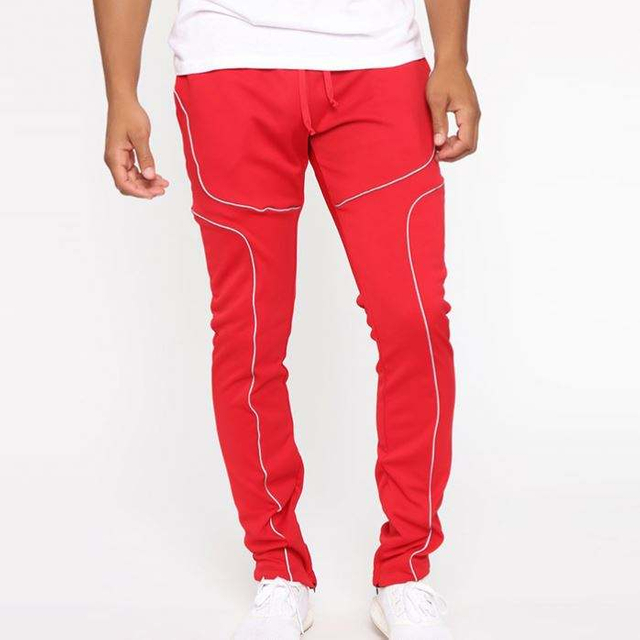 Мъжки спортни панталони на едро с кант и шнур с талия