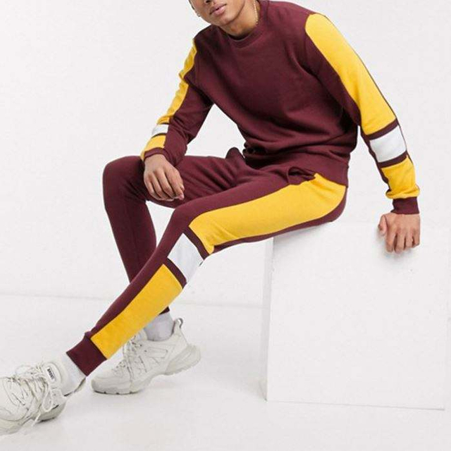 Brugerdefineret logo tr&aelig;ningsdragter herre sweater med rund hals sweatshirt og snoretr&aelig;k i talje joggers&aelig;t todelt tr&aelig;ningsdragt s&aelig;t