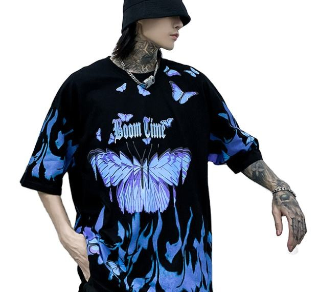 Flame Butterfly Hip Hop utcai p&oacute;l&oacute; F&eacute;rfi ny&aacute;ri alkalmi pamut Harajuku f&eacute;lujj&uacute; f&eacute;rfi felsők T&uacute;lm&eacute;retes p&oacute;l&oacute;