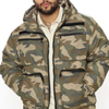 Schwere, dicke Herren-Winterjacken mit Tarnmuster, Utility-Taschen, mit Satin gef&uuml;tterte Herren-Kapuzenjacken in &Uuml;bergr&ouml;&szlig;e