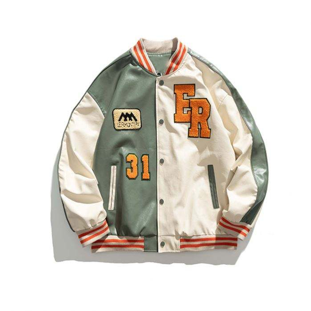 Oem โลโก้ที่กำหนดเองฤดูใบไม้ร่วงหนา Winderbreaker Men Contrast PU แผง 3D เย็บปักถักร้อย Patched Bomber Jacket