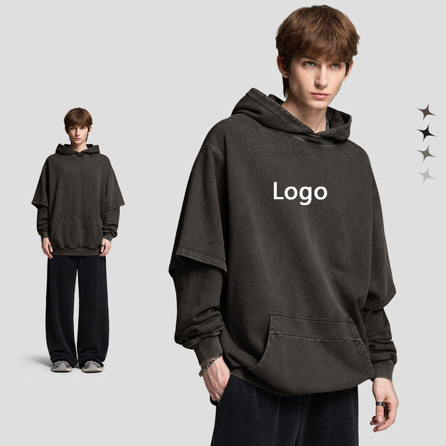 &Aacute;o hoodie nam hai lớp 1279 400Gsm