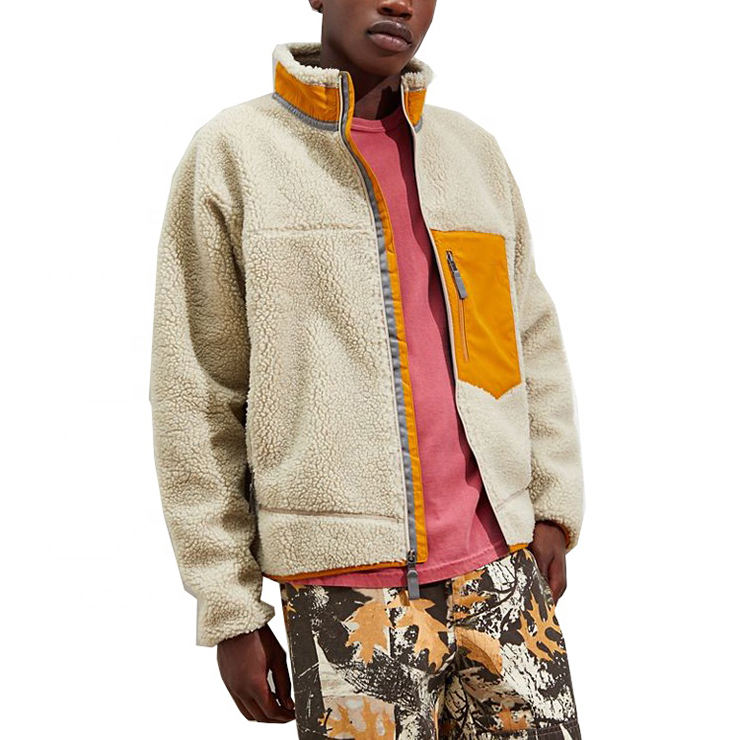 OEM Berkualiti Tinggi Zip Musim Sejuk Logo Tersuai Oversized Men Fleece Sherpa Jacket