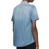 OEM Fabrikant Service Blauw Distressed Denim Heren Jean-shirt met korte mouwen