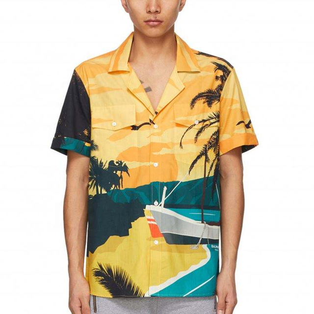 OEM メーカー人気のカスタム夏ハワイアン スタイル プリント シャツ メンズ カジュアル通気性