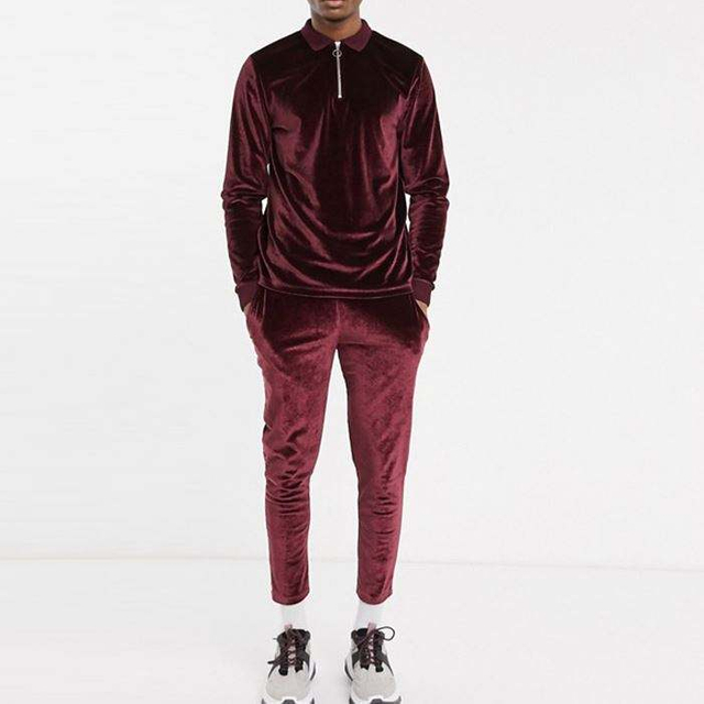 Fabricants personnalis&eacute; Slim Fit surv&ecirc;tement plaine velours deux pi&egrave;ces Jogger costume hommes
