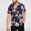 Fabricante OEM Design de moda com estampa floral tropical camisas de manga curta masculina