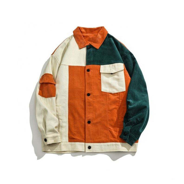 Chaqueta de abrigo de solapa de manga larga con bloqueo de color para hombre, fabricante OEM, informal, con bloqueo de color