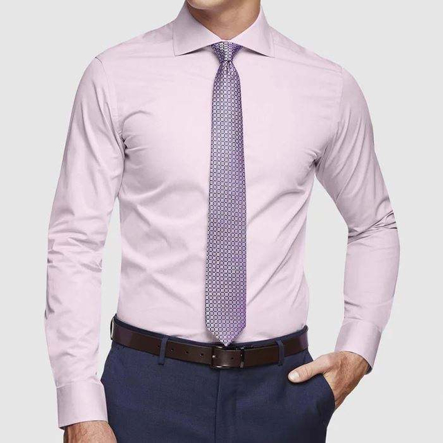 OEM производител Нов моден стил Мъжка риза с дълъг ръкав Slim Fit Pink Dobby Shirt