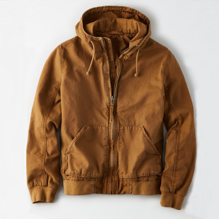 Uusi muotityyli mukautettu logo Miesten farkkutakit kiristysny&ouml;rill&auml; hupullinen vetoketjullinen kengurutasku