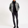Abbigliamento uomo inverno 2018 Piumino con collo a imbuto in velluto grigio
