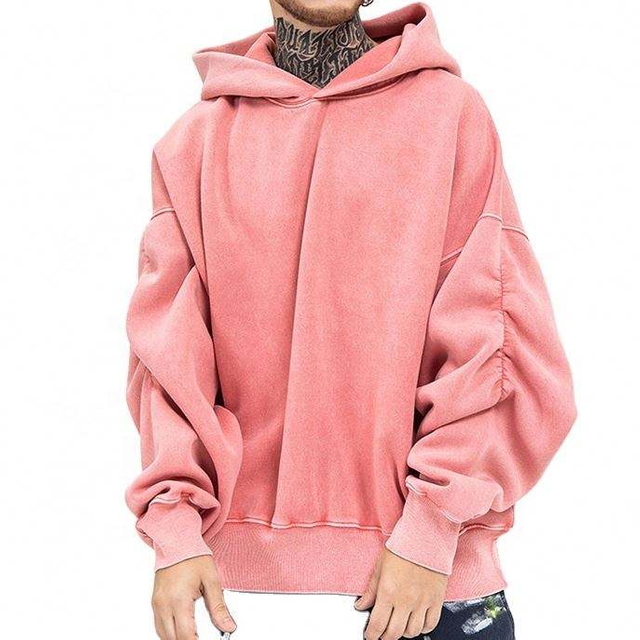 Pengilang OEM Lelaki Tersuai Bersaiz Besar 100% Kapas 450Gsm Berat Berat Batu Dicuci Pullover Hoodie Vintaj