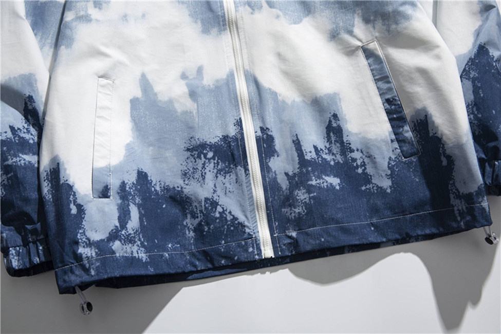 Chaqueta con capucha de manga larga impresa te&ntilde;ido anudado del oto&ntilde;o de los hombres de encargo del fabricante del OEM