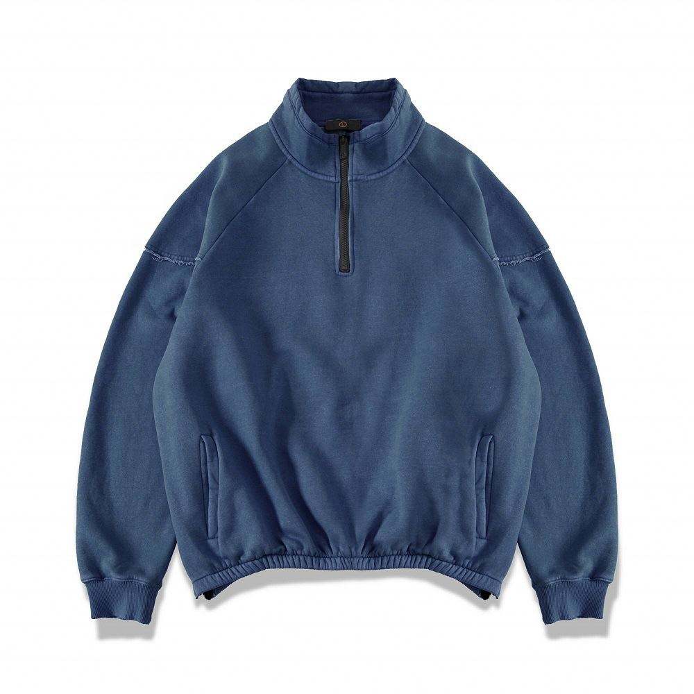 ผู้ผลิต OEM คุณภาพสูงเสื้อสเวตเตอร์ Hip Hop Retro Washed Olded เสื้อขนแกะแข็งไม่มีฮูด