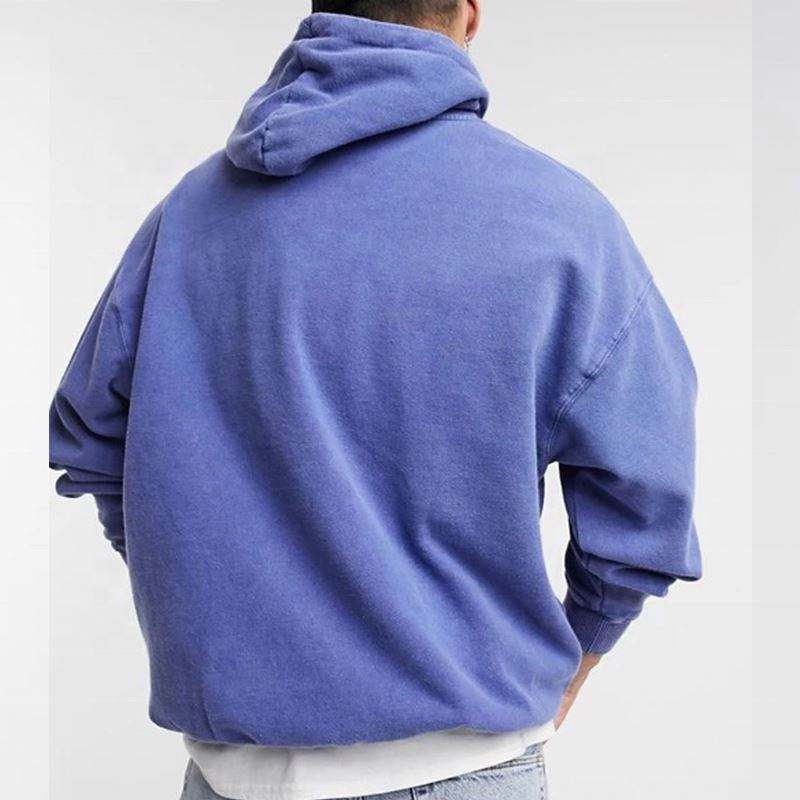 OEM-producent Brugerdefineret herretykkelse Tungv&aelig;gtsbomuld Oversized vintage vasket gr&aring; h&aelig;ttetr&oslash;jepullover