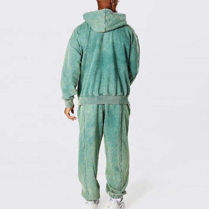 Fabricant OEM personnalis&eacute; de haute qualit&eacute;, surdimensionn&eacute;, uni, lourd, &eacute;pais, vert, Vintage, lav&eacute;, pull &agrave; capuche