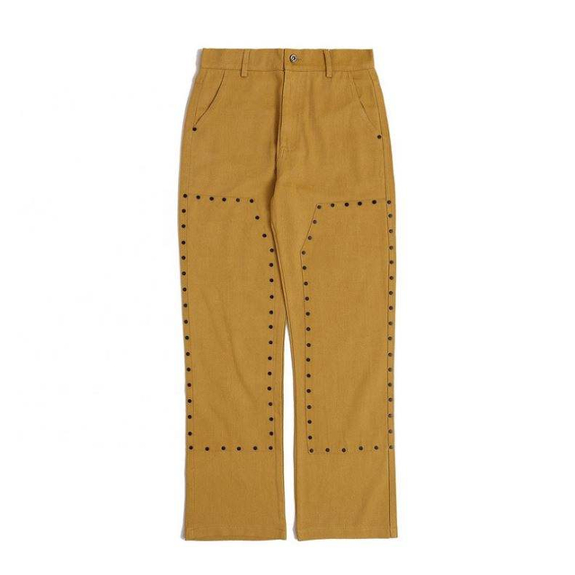 Pengilang OEM Seluar Kasual Lelaki Warna Pejal Rivet Overall