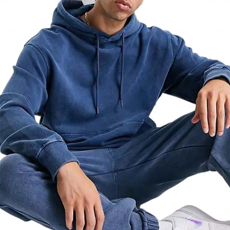 Fabricante OEM Vestu&aacute;rio Simples Tingido Estilo Vintage Personalizado Grosso Lavado Homens Soltos Roupas com Capuz