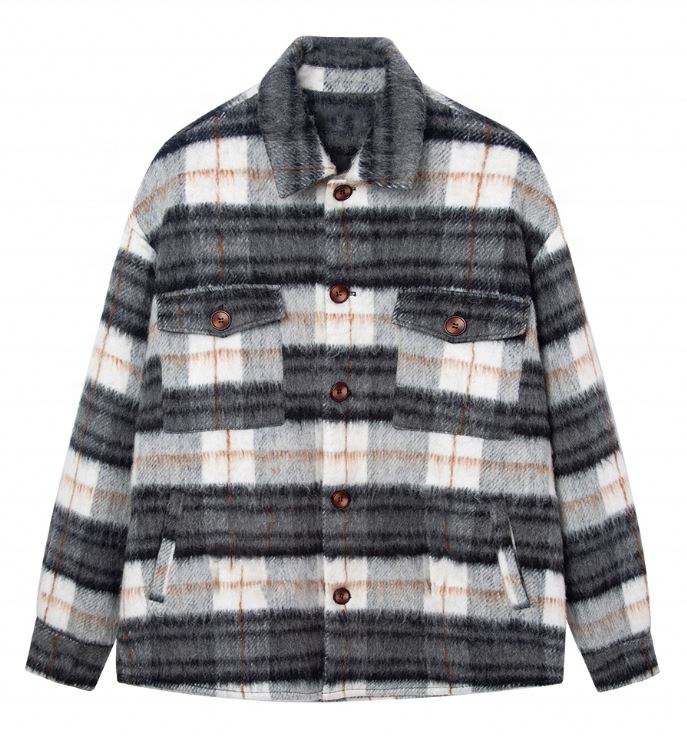 El fabricante del OEM modific&oacute; la chaqueta suelta ocasional del tama&ntilde;o extra grande para requisitos particulares de la capa de los hombres antis del aplique de la tela escocesa de las lanas