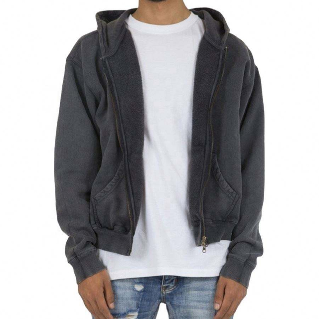 OEM-Hersteller, individuelles Logo, Herren-Sweatshirt aus 100 % Bio-Fleece aus Bio-Baumwolle, hochwertiger, &uuml;bergro&szlig;er Vintage-Kapuzenpullover mit gewaschenem Rei&szlig;verschluss