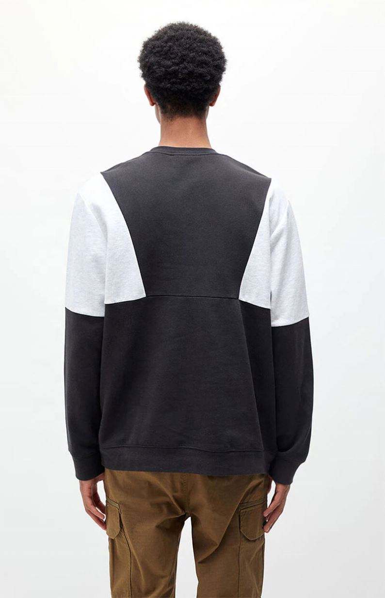 Fabricante OEM personalizado masculino bloco de cores gola redonda moletom com costura dupla contraste cor moletom grande