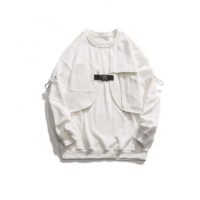 OEM-producent Custom Patchwork Pocket O-hals Pullover Lang&aelig;rmede Plus Size H&aelig;ttetr&oslash;jer Casual