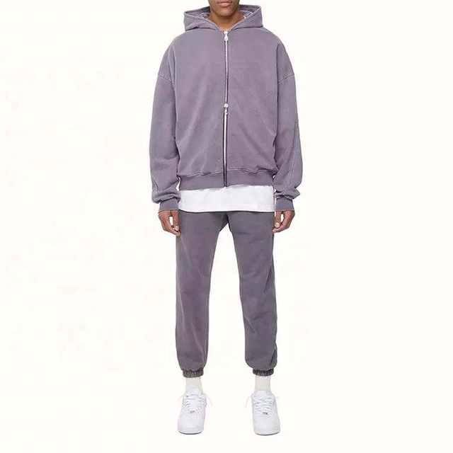 OEM-produsent H&oslash;ykvalitets menn Oversized Custom Vintage Wash French Terry Heavyweight Unisex bomull hettegenser med glidel&aring;s