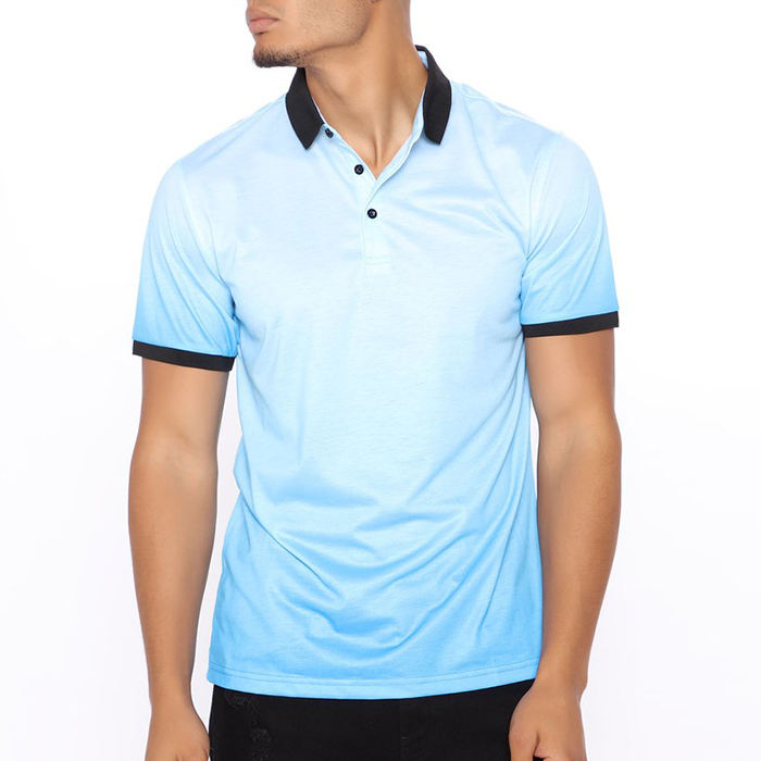 Kemeja Polo Logo Tersuai Lengan Pendek Slim Fit Ombre Design Baju Polo Lelaki