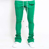 Skinny Pants Color Block Drawstring Waist Men Stacked Joggers